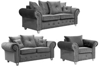 Olympia Grey Fabric Velvet 3+2+1 Seater Sofa Set