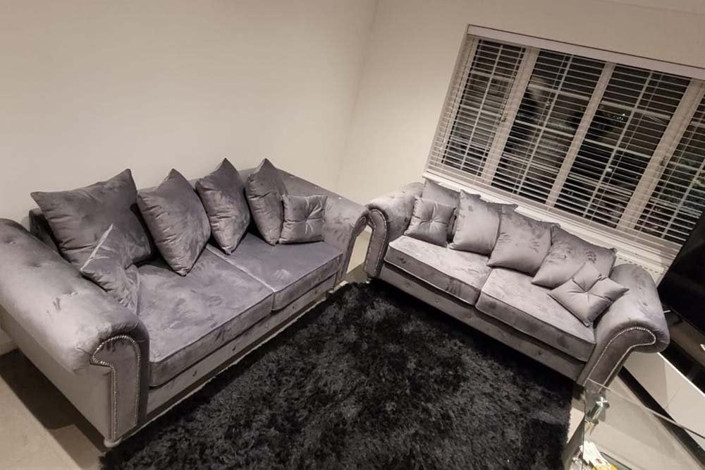 Olympia Grey Fabric Velvet 3+2 Seater Sofa Set