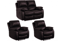 Roma Brown Leather Manual Recliner 2+1+1 Seater Sofa Set