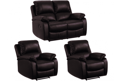 Roma Brown Leather Manual Recliner 2+1+1 Seater Sofa Set