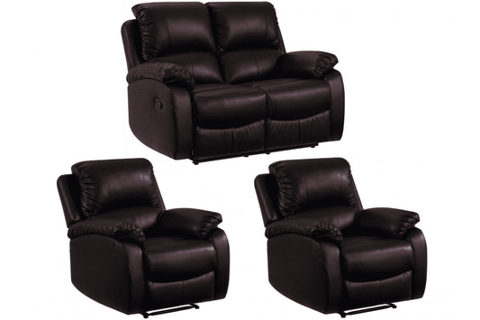 Roma Brown Leather Manual Recliner 2+1+1 Seater Sofa Set
