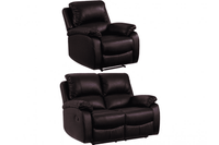 Roma Brown Leather Manual Recliner 2+1 Seater Sofa Set