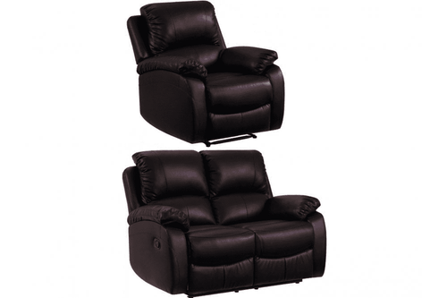 Roma Brown Leather Manual Recliner 2+1 Seater Sofa Set