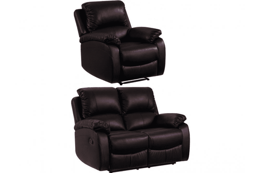 Roma Brown Leather Manual Recliner 2+1 Seater Sofa Set