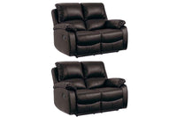 Roma Brown Leather Manual Recliner 2+2 Seater Sofa Set
