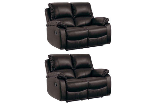 Roma Brown Leather Manual Recliner 2+2 Seater Sofa Set