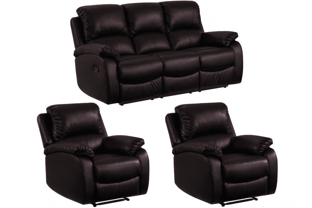 Roma Brown Leather Manual  Recliner 3+1+1 Seater Sofa Set