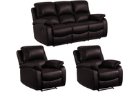 Roma Brown Leather Manual  Recliner 3+1+1 Seater Sofa Set