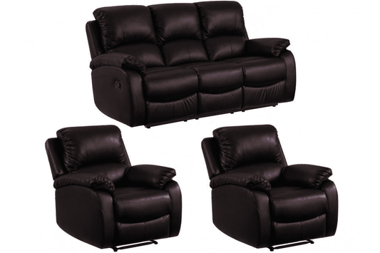 Roma Brown Leather Manual  Recliner 3+1+1 Seater Sofa Set