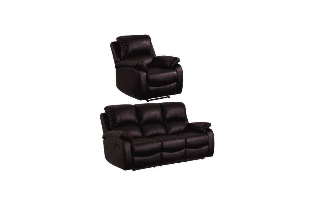 Roma Brown Leather Manual Recliner 3+1 Seater Sofa Set