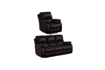 Roma Brown Leather Manual Recliner 3+1 Seater Sofa Set