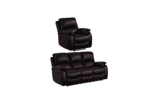 Roma Brown Leather Manual Recliner 3+1 Seater Sofa Set
