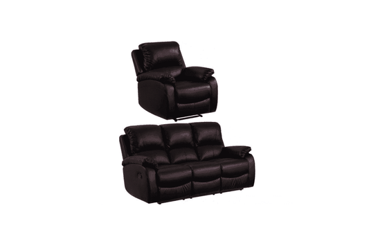 Roma Brown Leather Manual Recliner 3+1 Seater Sofa Set