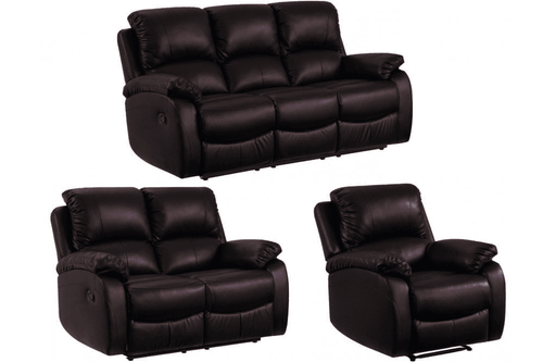 Roma Brown Leather Manual Recliner 3+2+1 Seater Sofa Set