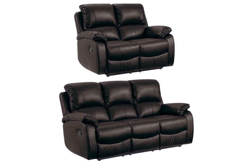 Roma Brown Leather Manual Recliner 3+2 Seater Sofa Set