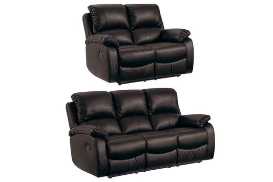 Roma Brown Leather Manual Recliner 3+2 Seater Sofa Set