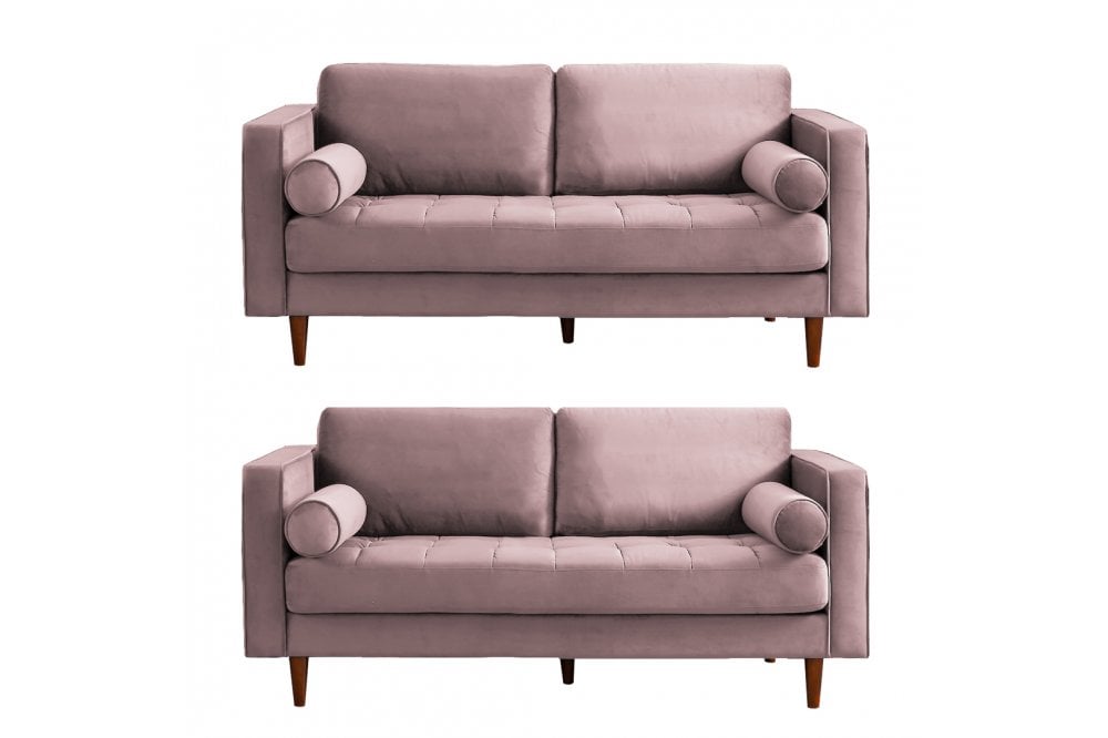 Scott Dusty Rose Velvet 2+2 Sofa Set