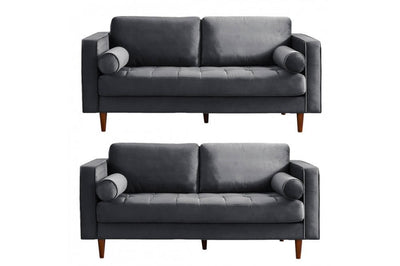 Scott Grey Velvet 2+2 Sofa Set