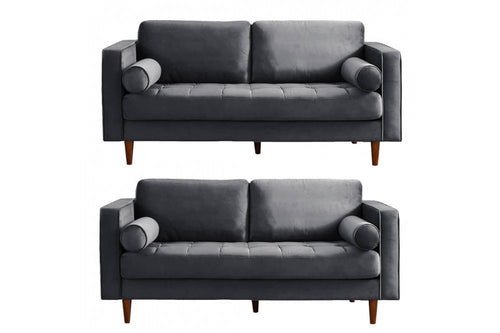 Scott Grey Velvet 2+2 Sofa Set