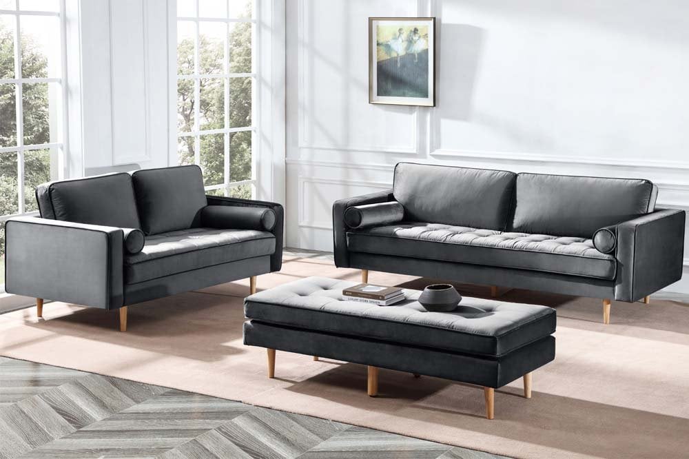 Scott Grey Velvet 2+2 Sofa Set