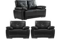 Sienna Black Leather Contemporary 2+1+1 Seater Sofa Set