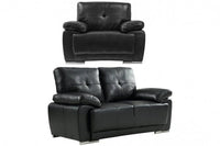 Sienna Black Leather Contemporary 2+1 Seater Sofa Set