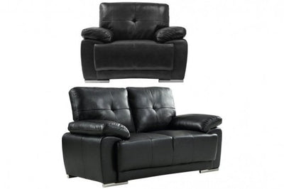 Sienna Black Leather Contemporary 2+1 Seater Sofa Set