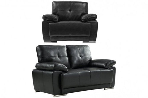 Sienna Black Leather Contemporary 2+1 Seater Sofa Set