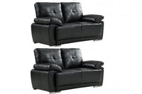 Sienna Black Leather Contemporary 2+2 Seater Sofa Set