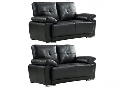 Sienna Black Leather Contemporary 2+2 Seater Sofa Set