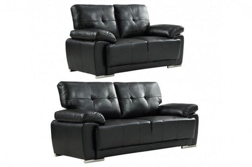 Sienna Black Leather Contemporary 3+2 Seater Sofa Set
