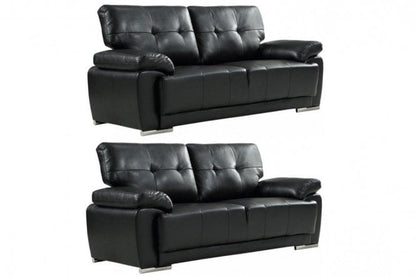 Sienna Black Leather Contemporary 3+3 Seater Sofa Set