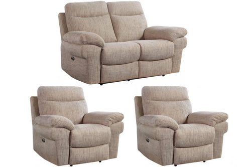 Tanya Beige Fabric Electric Recliner 2+1+1 Seater Sofa Set