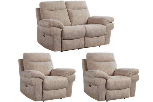 Tanya Beige Fabric Electric Recliner 2+1+1 Seater Sofa Set