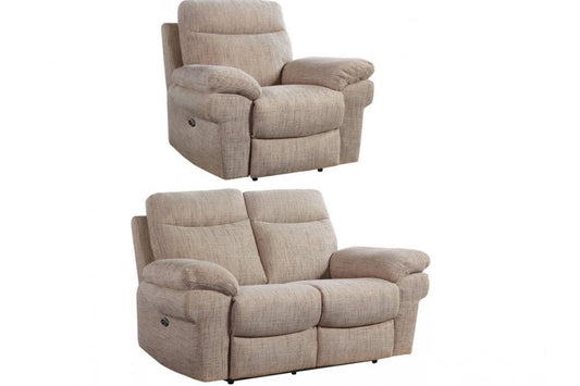 Tanya Beige Fabric Electric Recliner 2+1 Seater Sofa Set