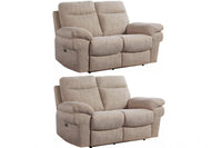 Tanya Beige Fabric Electric Recliner 2+2 Seater Sofa Set