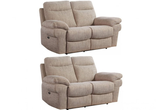 Tanya Beige Fabric Electric Recliner 2+2 Seater Sofa Set