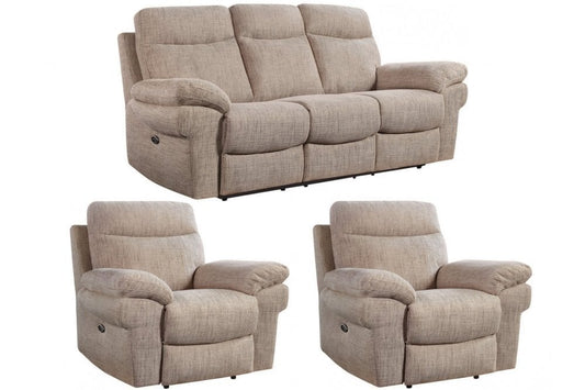 Tanya Beige Fabric Electric Recliner 3+1+1 Seater Sofa Set