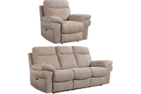 Tanya Beige Fabric Electric Recliner 3+1 Seater Sofa Set