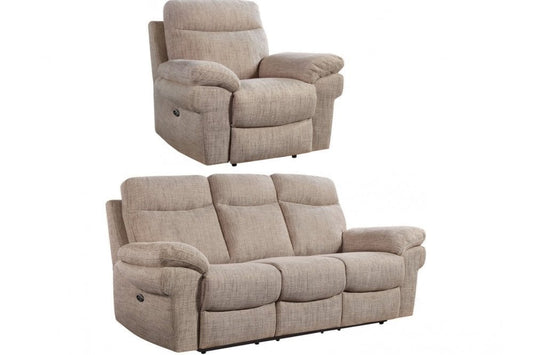 Tanya Beige Fabric Electric Recliner 3+1 Seater Sofa Set