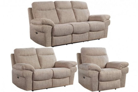 Tanya Beige Fabric Electric Recliner 3+2+1 Seater Sofa Set