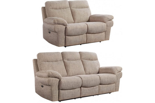 Tanya Beige Fabric Electric Recliner 3+2 Seater Sofa Set