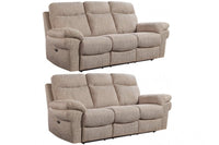 Tanya Beige Fabric Electric Recliner 3+3 Seater Sofa Set