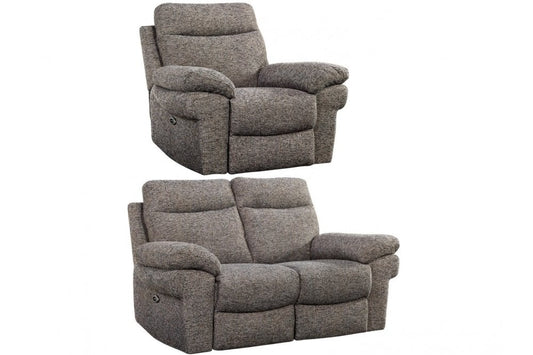 Tanya Brown Fabric Electric Recliner 2+1 Seater Sofa Set
