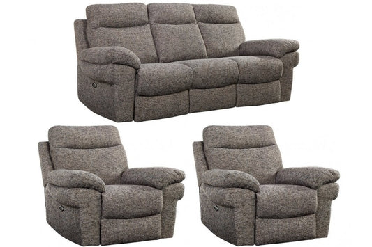 Tanya Brown Fabric Electric Recliner 3+1+1 Seater Sofa Set