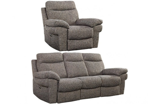 Tanya Brown Fabric Electric Recliner 3+1 Seater Sofa Set