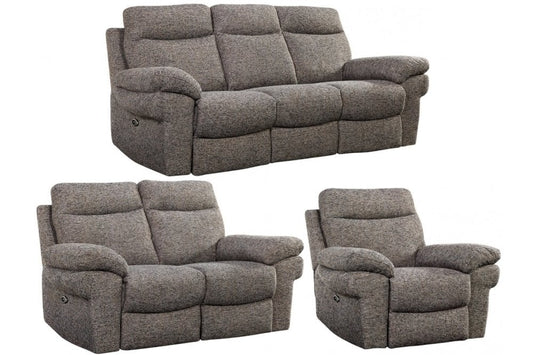Tanya Brown Fabric Electric Recliner 3+2+1 Seater Sofa Set