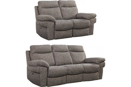 Tanya Brown Fabric Electric Recliner 3+2 Seater Sofa Set