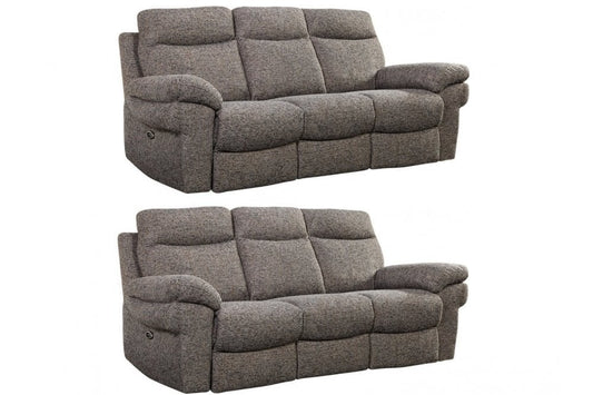 Tanya Brown Fabric Electric Recliner 3+3 Seater Sofa Set