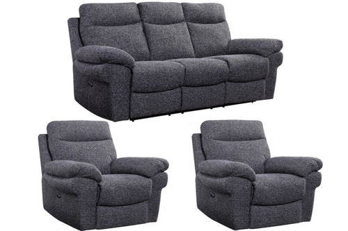 Tanya Grey Fabric Electric Recliner 3+1+1 Seater Sofa Set